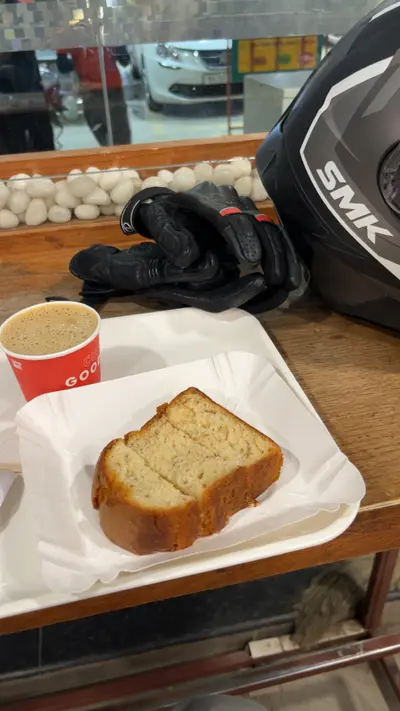 Banana bread and coffee at shell pump