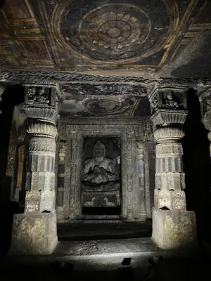 Inside on of the ajanta caves